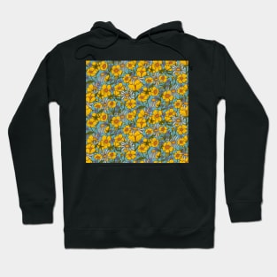 Retro seventies style buttercups floral pattern Hoodie